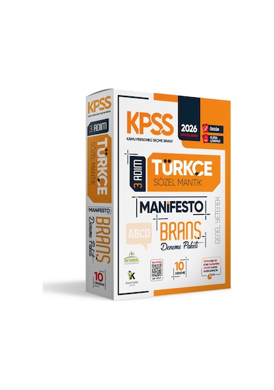 2026 KPSS Türkçe 3 Adım Manifesto Branş Deneme Paketi 10lu Dijital Çözümlü (Sözel Mantık Dahildir)