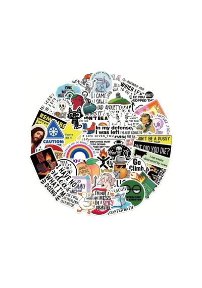 50'li Snarky Cartoon Meme Stickers, Sticker Seti Laptop Notebook Tablet Sticker Seti