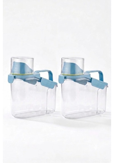 Bakliyat Ve Deterjan 2'li Set Saklama Kabı - 1100 Ml - Mavi Şeffaf