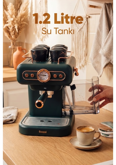 Fressi EM-01 Ristretto Süt Köpürtücülü 20 Bar Basınçlı Espresso Latte Cappuccino Americano Makinesi 1.2 L