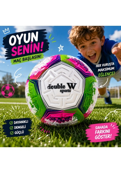 Double W Sports 5 Numara Futbol Topu Dikişli Dayanıklı Antrenman Ve Maç Topu Turuncu Çok Renkli