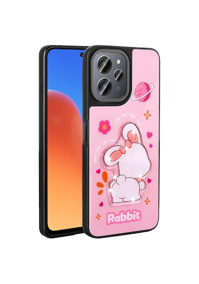 Zore Redmi 12 4g Kılıf Parlayan Kabartmalı İkonik Figürlü Nvth Amas Silikon Kapak - Pembe