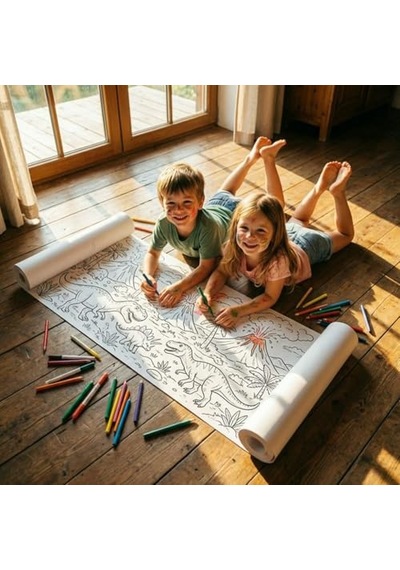 Boyama Kağıdı Dev Rulo Dinazorlar Dünyası 4 Metre 45cm Genişlik