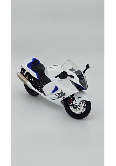 Suzuki Hayabusa 1:12 Diecast Motosiklet - Beyaz Karbon Detaylı Koleksiyon