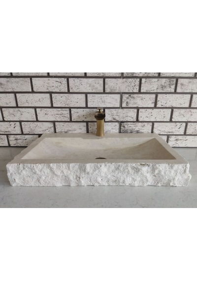 Traverten Yay Patlatma Mermer Lavabo