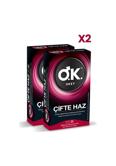 Okey Çifte Haz Prezervatif 10'lu X2 Adet