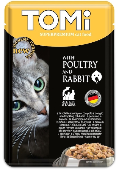 Tomi Premium Pouch Tavşanlı ve Kanatlı Yetişkin Kedi Konservesi 100 G