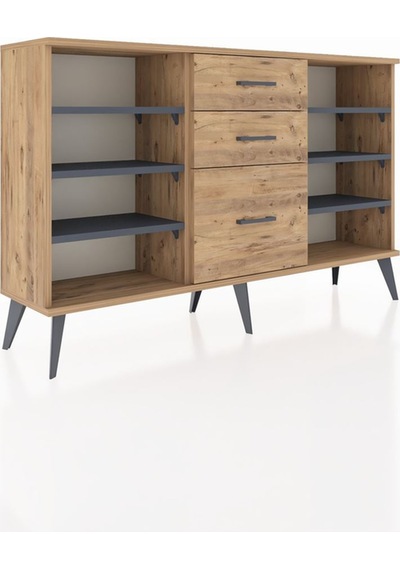 Arges Konsol 6 Raflı 3 Çekmeceli 132x30x83 Çam-antrasit/çam Antrasit/çam Arges Konsol 6 Raflı 3 Çekmeceli 132x30x83 Çam-antrasit/çam Antrasit/çam