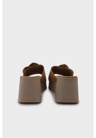Derinet Günlük Yüksek Taban Kadın Terlik Camel Camel