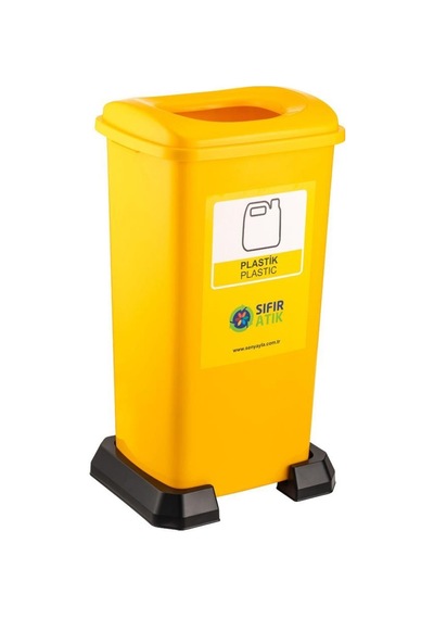Omnipazar Sy-4398 Sıfır Atık Plastik Geri Dönüşüm Çöp Kutusu 70 Lt Sarı