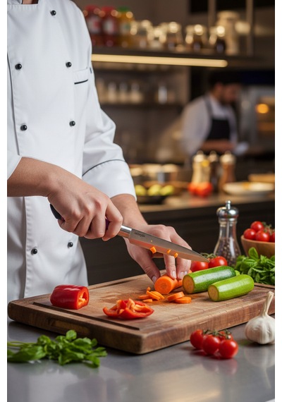 Chefline 5 Parça Mor Mutfak Bıçak Seti + Meyve Bıçağı Hediyeli Paslanmaz Çelik Mor