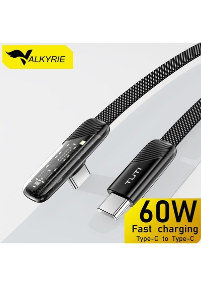 Tuti Süper Hızlı 60w Pd Type-c Şarj Ve Data Kablosu - Dayanıklı Örgülü Tasarım Vertical Yatay K Standart