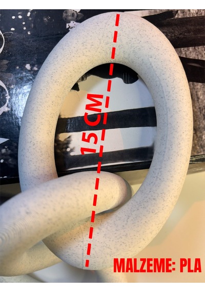 Modern Beyaz Zincir Dekoratif Obje Şık Masa Üstü & Kitaplık Süs Eşyası 15 Cm X 3 Zincir Bloğu