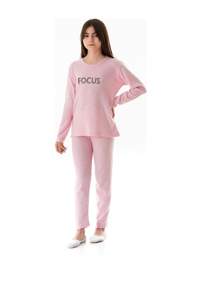 Focus Baskılı Kız Çocuk Pijama Takımı 25kcck726126245-pudra-1 Pudra-1 Pudra