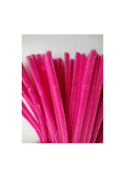 25 Adet Koyu Pembe Şönil, Çiçek Yapımına Uygun Tüylü Tel, 30 Cm 6 Mm