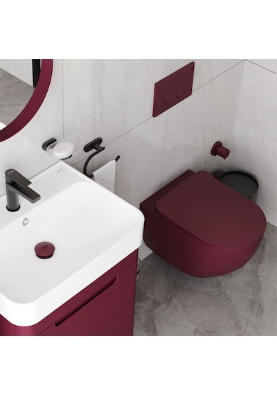 Creavit Free Kanalsız Berry Asma Klozet Fe322, Creavit Free Duck Duroplast Yavaş Kapak Kırmızı