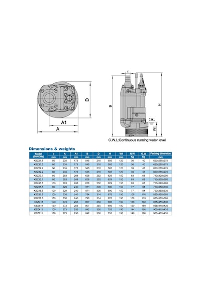 İmpo Kbz 2-1.5 Çamur Pompası 2hp - 22 Mss - 2'' - 27 Ton/saat