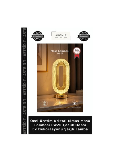 Özel Üretim Kristal Elmas Masa Lambası Lw20 Çocuk Odası Ev Dekorasyonu Şarjlı Lamba