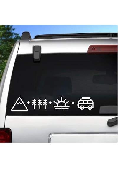 Sahil,karava,dağ Ve Orman Sticker - Araba Oto Motosiklet Karavan Cam Sticker - 02123 15X2,5 Cm