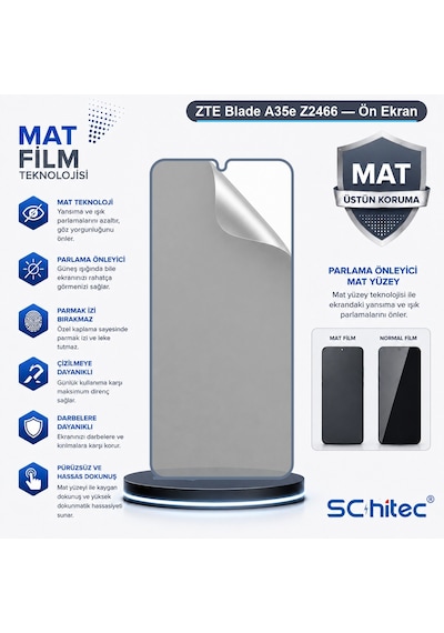 Zte Blade A35e Z2466 Uyumlu Ön Yüzey Mat Hidrojel Ekran Koruyucu