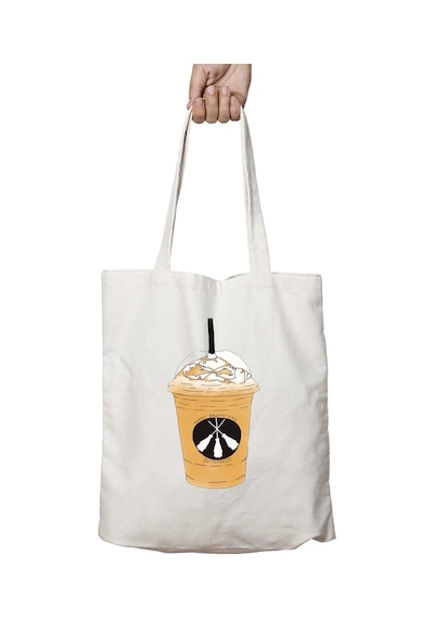 Art Hediye Starbucks Butterbeer İki Tarafı Kalıcı Baskılı Yıkanabilir Çanta Çok Renkli
