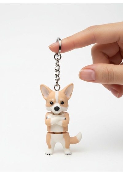 Corgi Köpek Figürlü Hareketli Anahtarlık
