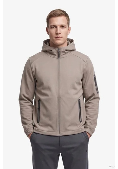 Nautica Erkek Regular Fit Kahverengi Kapüşonlu Sweatshirt-24794 Vizon