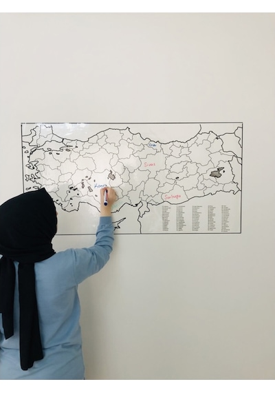 Türkiye Ve Dünya Haritası Yazı Tahtası Akıllı Kağıt Tahta Statik-Şeffaf