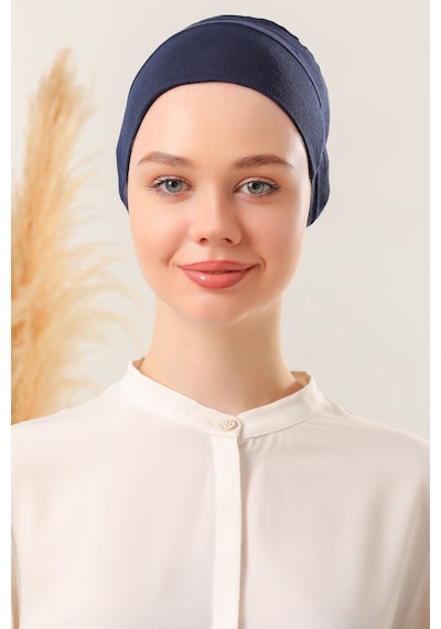 Melodi Scarf Sihirli Yapışkanlı Kaymayan Bone Lacivert Lacivert