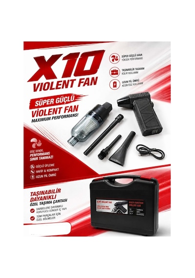 Yk Design X10 Vıolent Turbo Fan Süpürge Siyah