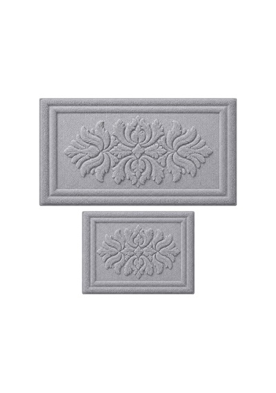 Dekoratif Dijital Baskılı Modern 2 Li Set Banyo Paspası Kaymaz Tabanlı Açık Gri1 - 931455962 Açık Gri1