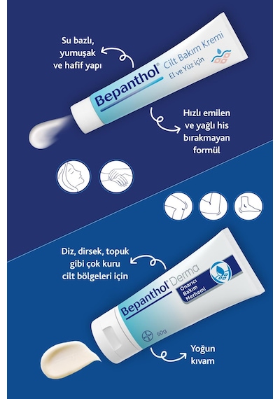 Bepanthol Derma Onarıcı Bakım Kremi 50 G + Cilt Bakım Kremi 30 G