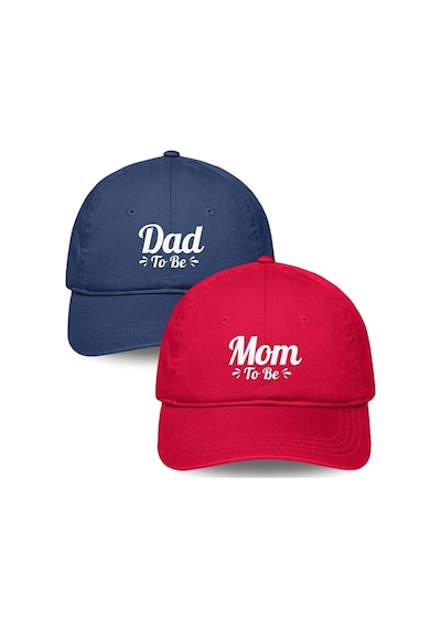 Caxis Dad & Mom 2'li Şapka Beyzbol Kep Set Cırtlı Universal Sapka Kırmızı-lacivert