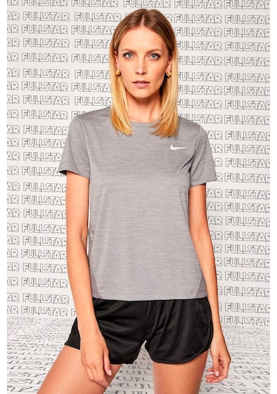 Nike Miler Dri Fit Tee Sırt Hava Panelli Koşu Spor Antrenman Tişörtü Gri