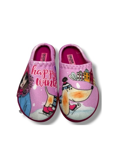 Gezer 14531-26 Happy Winter Termal Kız Çocuk Ev Terlik 30-35 Pembe