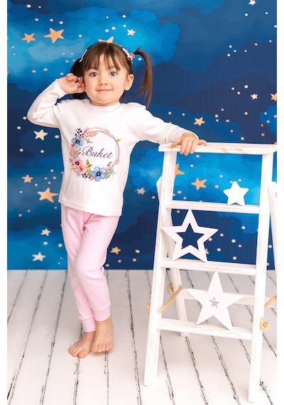 Pia Baby İsme Özel Kız Çocuk 2 Adet Pijama Takımı %100 Pamuk Penye İsim Baskılı Kişiye Özel Kreş Pijaması Hediye Seti 10363p15pi Krem