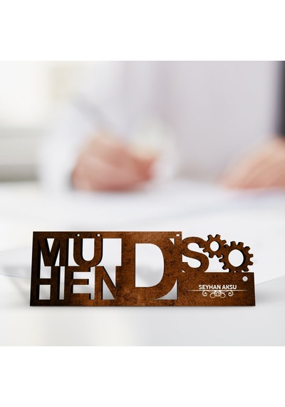 Kişiye Özel Mesleki Mühendis Ahşap Masa İsimliği model F6
