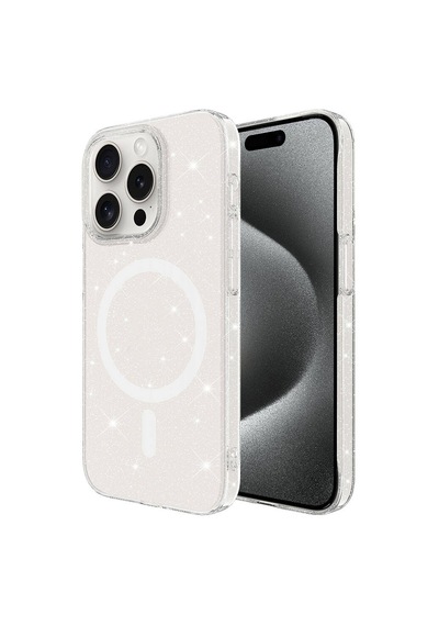 Apple Uyumlu iPhone 15 Pro Max Kılıf Zore M-safe Şarj Özellikli Simli Şeffaf Arka Yüzey Erdos Silikon Kapak Renksiz