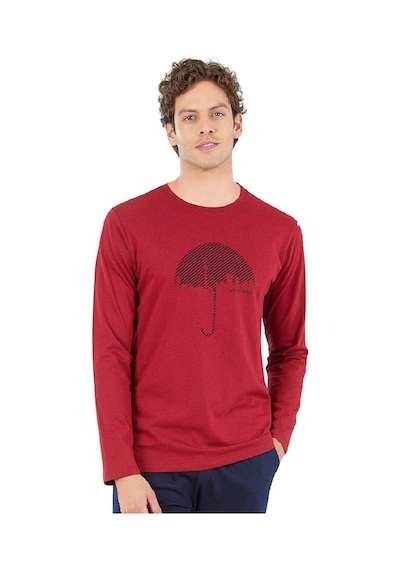 6070 Erkek Uzun Kollu Bisiklet Yaka Pijama Takımı-bordo Bordo