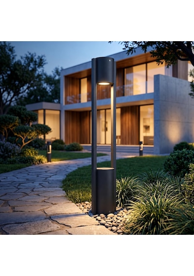 Holera Alüminyum Led Bollard Bahçe Aydınlatma Direği Ip65 Dış Mekan Peyzaj Aydınlatması Antrasit 9w 3000k Su Ge