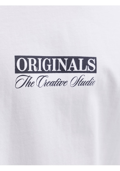Jack & Jones Erkek Gögüs Baskili Bisiklet Yakatisört - Savona - 12310070 Beyaz