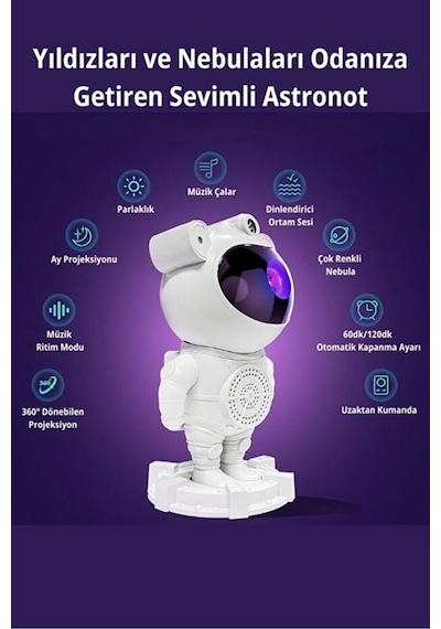 Astronot Bluetooth Hoparlör Bulutsusu Galax Yay Tavan Gökyüzü Projektör Zamanlayıcı Gece Lamb Renkli
