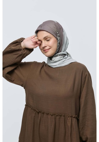 Moda Kaşmir Şakayık Desen Bambu Eşarp Antik Bej