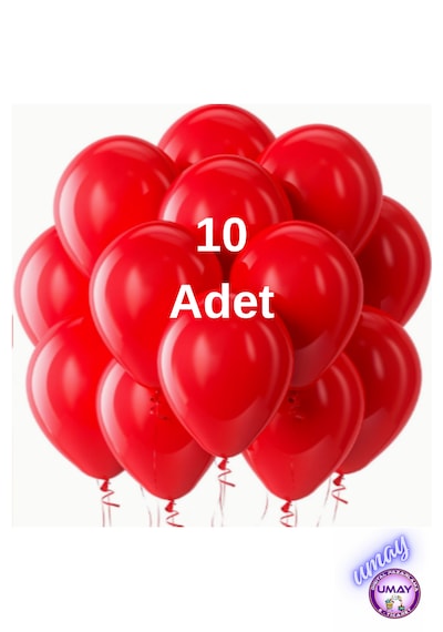10 Adet 12 İnç Metalik Balon Helyum Uyumlu Parlak Lateks Parti & Organizasyon Balonu Kırmızı