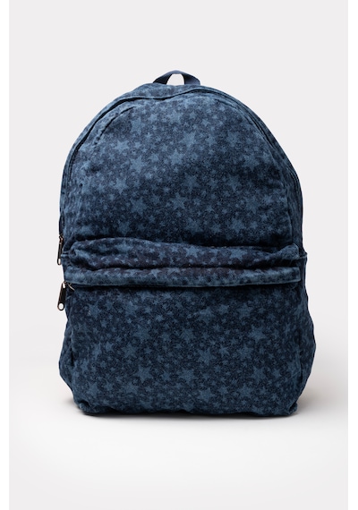 İcone Bag Icone Unısex Sırt Çantası, Yıkamalı Denim Çanta, Fermuar Kapamalı, Kot Sırt Çantası Yıldız