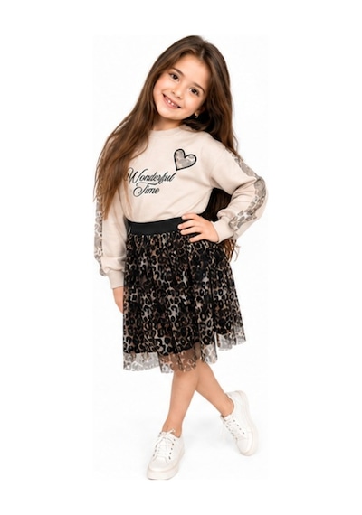 İrem Çocuk Giyim Kız Çocuk Wonderful Yazılı Leopar Desenli Tül Etekli Uzun Kollu Bej Renk Eşofman Etekli Takım Bej İrem Çocuk Giyim Kız Çocuk Wonderful Yazılı Leopar Desenli Tül Etekli Uzun Kollu Bej Renk Eşofman Etekli Takım Bej