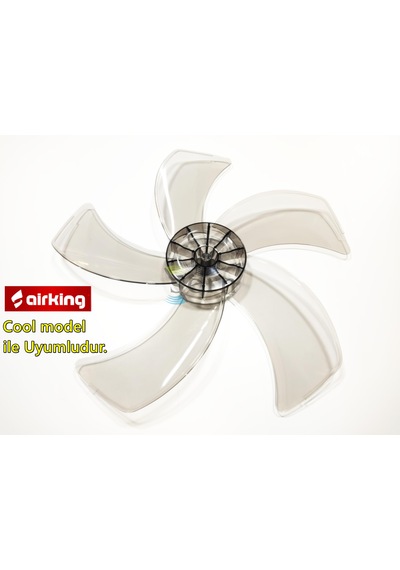 Airking Cool Modele Uyumlu Vantilatör Pervanesi 16inç 5 Kanat 38cm Füme Renk Pls