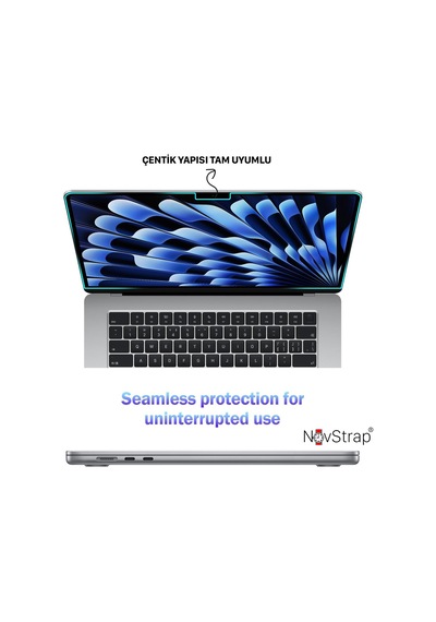 Novstrap Apple Uyumlu MacBook Air 15 İnç 2023 A2941 M2 Çip İle Ekran Koruyucu Parlak Nano Film