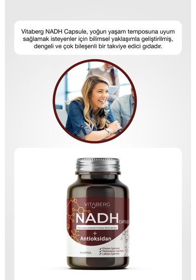 Vitaberg Nadh Antioksidan+ Pqq, Koenzim Q10, Resveratrol, Kolajen Tip Iı
