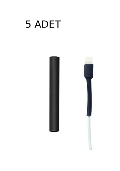Iphone Şarj Kablosu Koruyucu Makaron 5 Adet 6 Cm Siyah